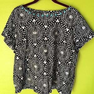 Ruby Road Favorites Geo Black White Top XXL /XXG